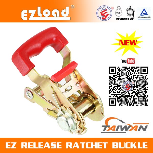1 inch One Piece Wide Handle, Red Soft Handle, EZ Release Ratchet buckle
