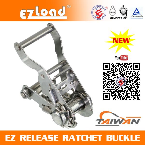 1 inch Wide Angel Handle Stainless Steel, EZ Release Ratchet buckle